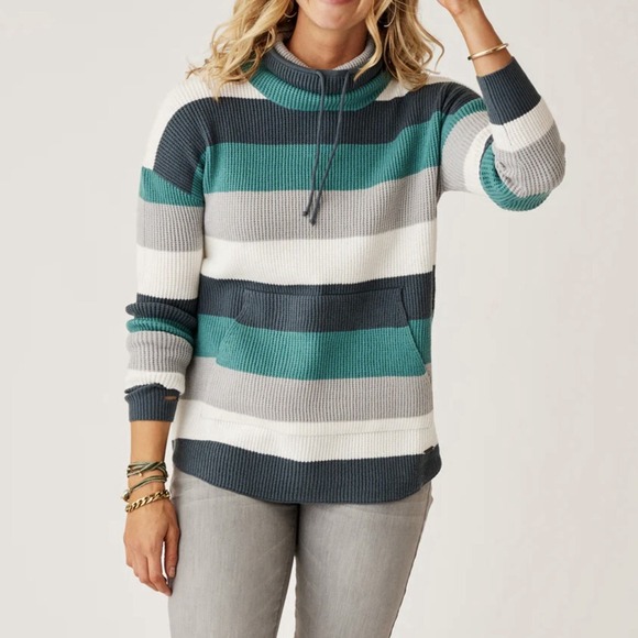 Carve Designs Cowl Neck Sweater Women's XS Super Soft Wave Striped Long Sleeve - Picture 1 of 11